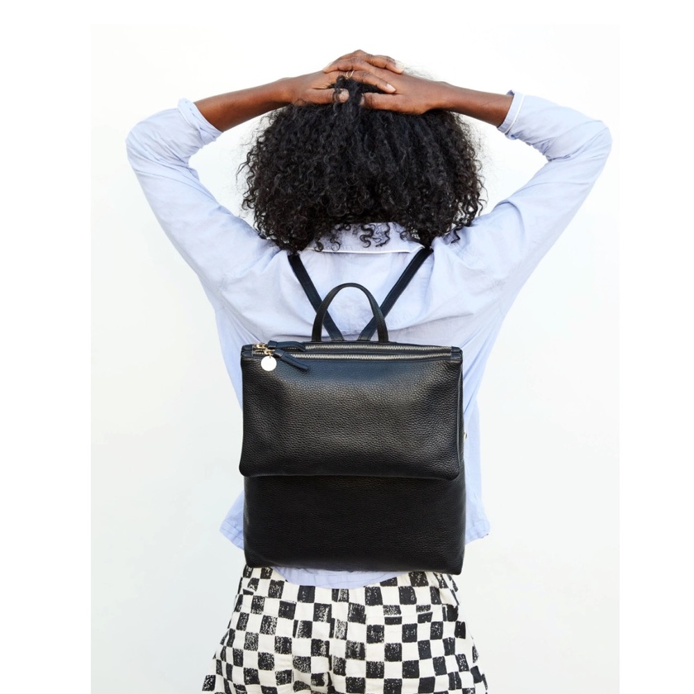 Clare V Black “Gravel” Leather Backpack